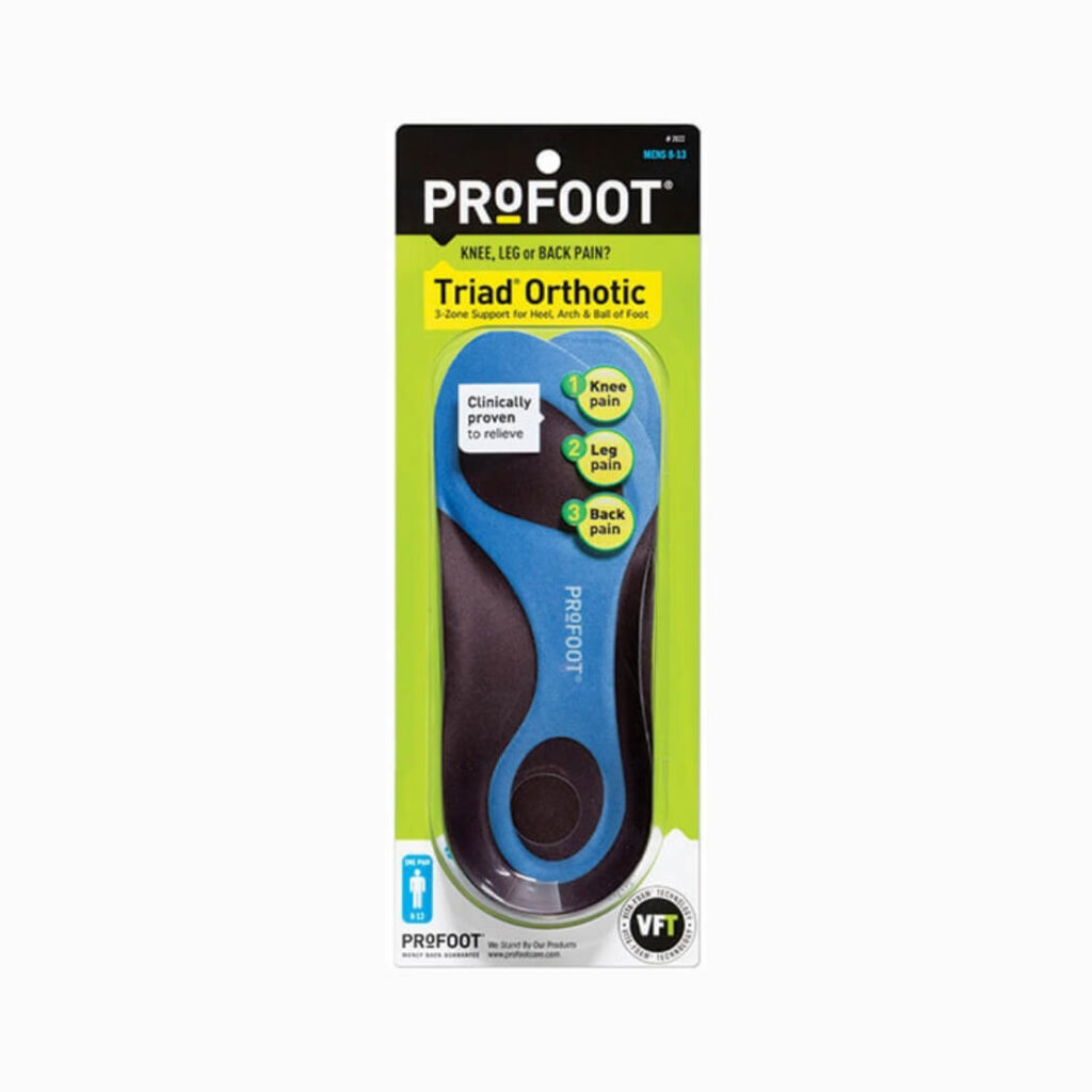 מדרס 3 אזורי תמיכה לגברים PROFOOT Triad Orthotic - אריזה