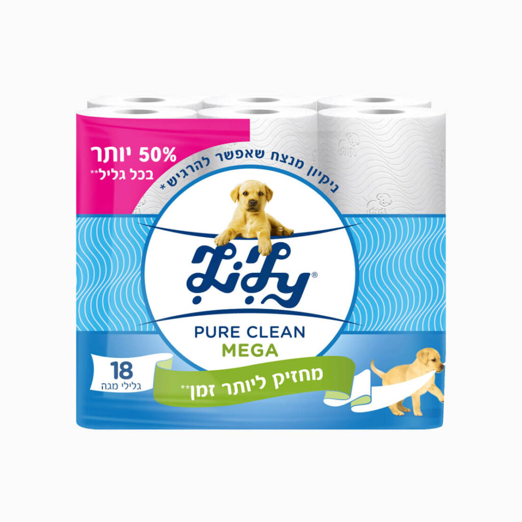PURE MEGA נייר טואלט דו שכבתי בגוון לבן