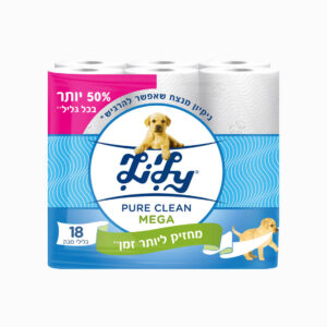 PURE MEGA נייר טואלט דו שכבתי בגוון לבן