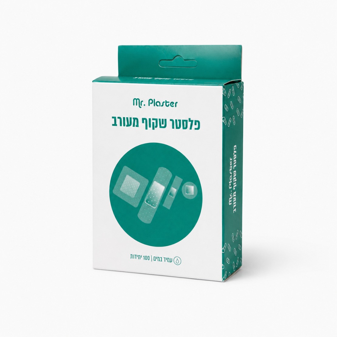 פלסטר שקוף מעורב עמיד במים – מארז 100 יחידות במידות שונות